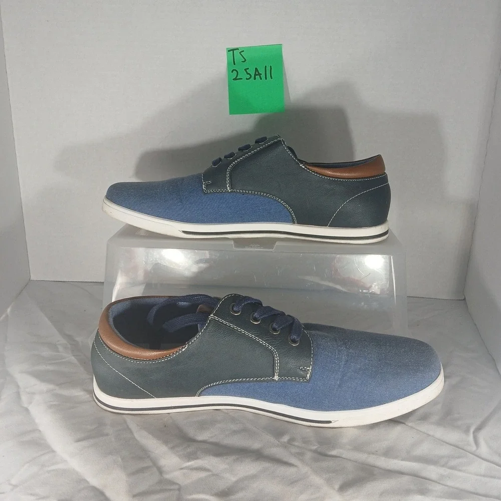Bruno Marc Mens Chambray Denim Oxford Casual Dress Shoes Brown Tan Blue Size 9.5